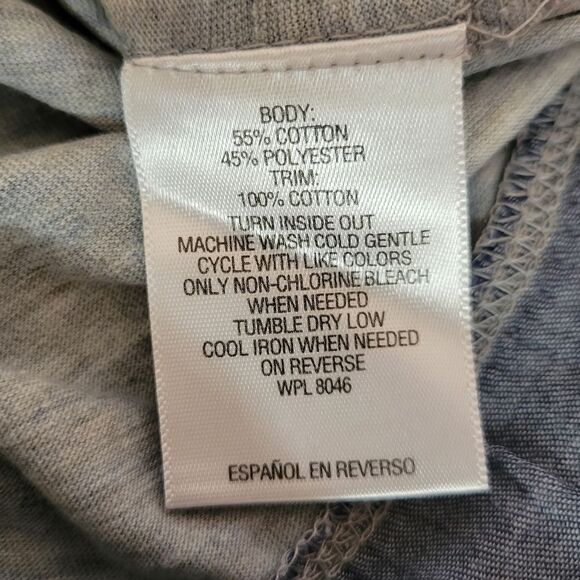 Style & Co. Women's Heart Trimmed Gray with Navy Casual Long Sleeve Pullover Top - Picture 13 of 14